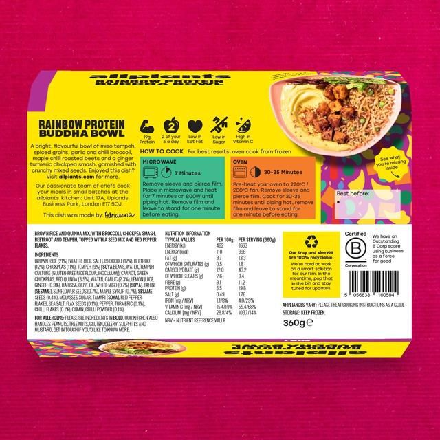 allplants Rainbow Protein Buddha Bowl for 1   360g - McGrocer