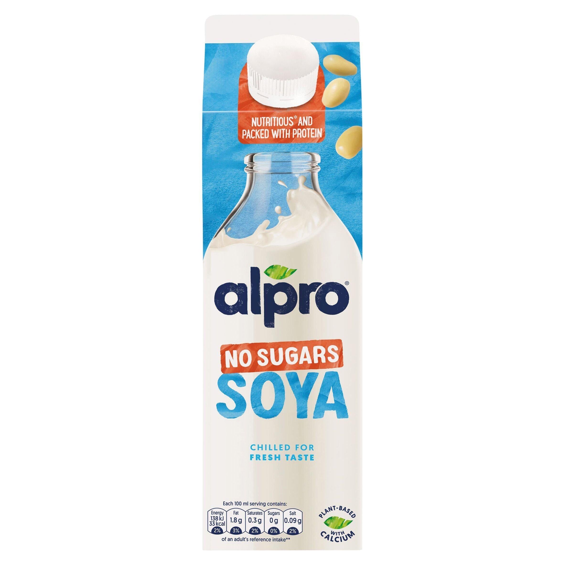 Alpro Soya Milk  No Sugars Chilled Dairy Alternative 1L - McGrocer