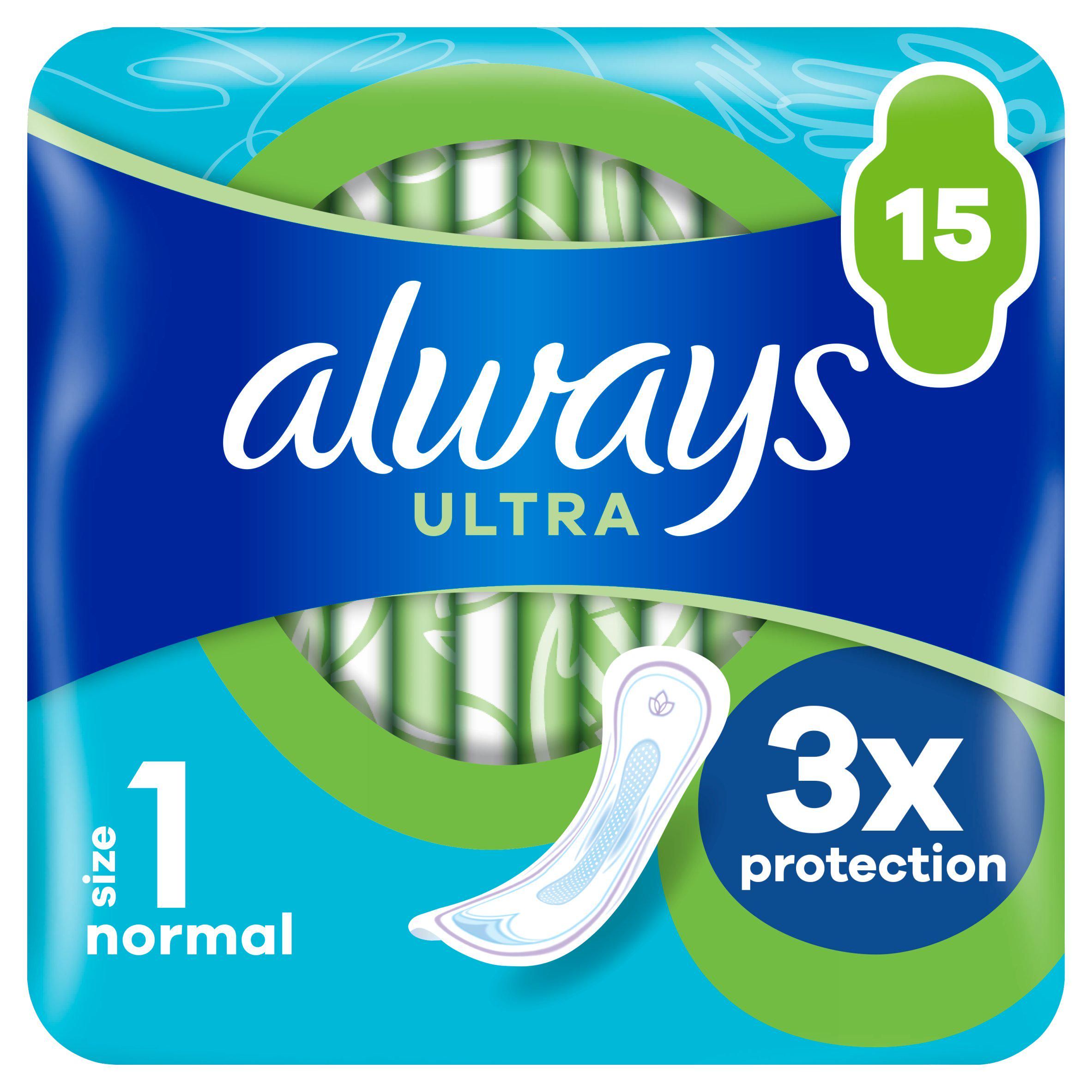 Always Ultra Sanitary Towels Normal Size 1 Pads x15 - McGrocer