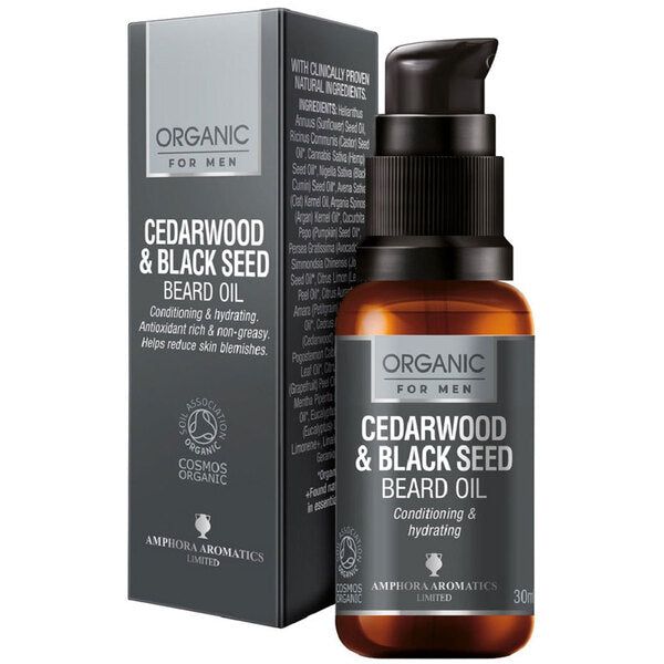 Amphora Aromatics Cedarwood   Beard Oil COSMOS Organic 30ml - McGrocer