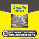 Anadin Ultra Ibuprofen Fast Acting Pain Relief Liquid Capsules   16 per pack - McGrocer
