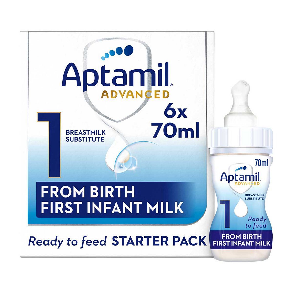 Aptamil Advanced First Infant Milk Starter Pack from Birth 6 x 70ml - McGrocer