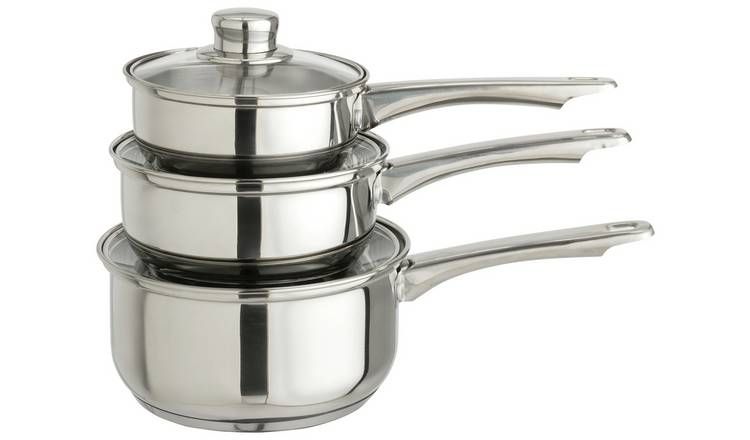 Argos Home Stainless Steel 3 Piece Saucepan Set - McGrocer