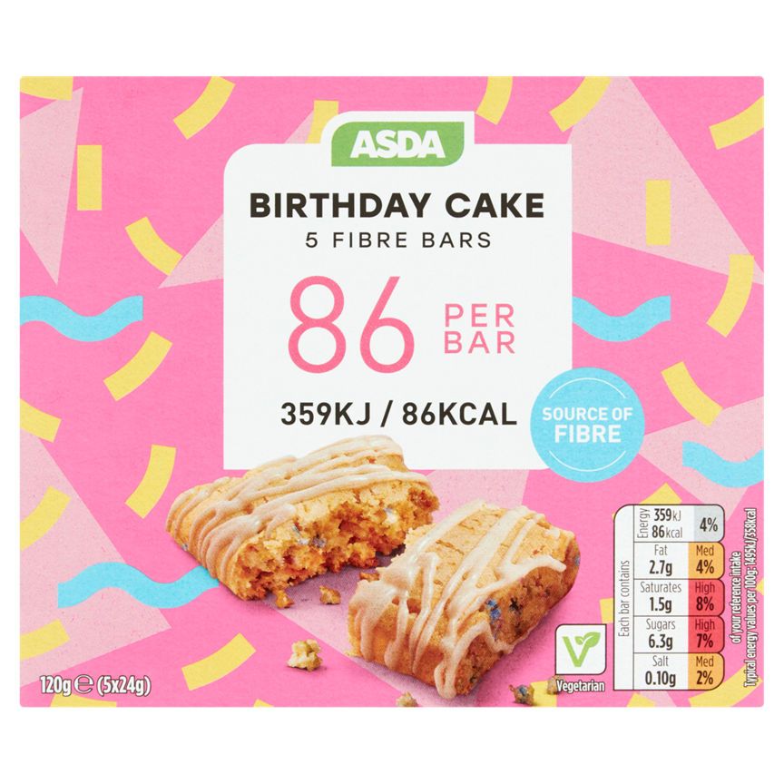 ASDA Birthday Cake 5 Fibre Bars - McGrocer