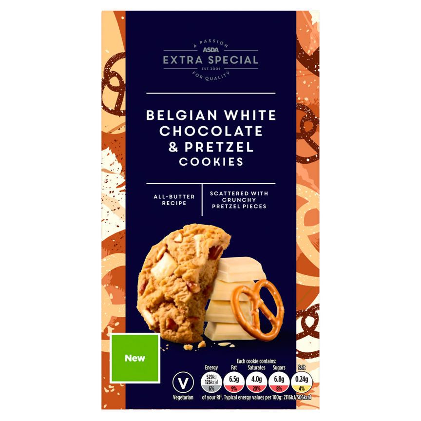 ASDA Extra Special Belgian White Chocolate & Pretzel Cookies 200g - McGrocer
