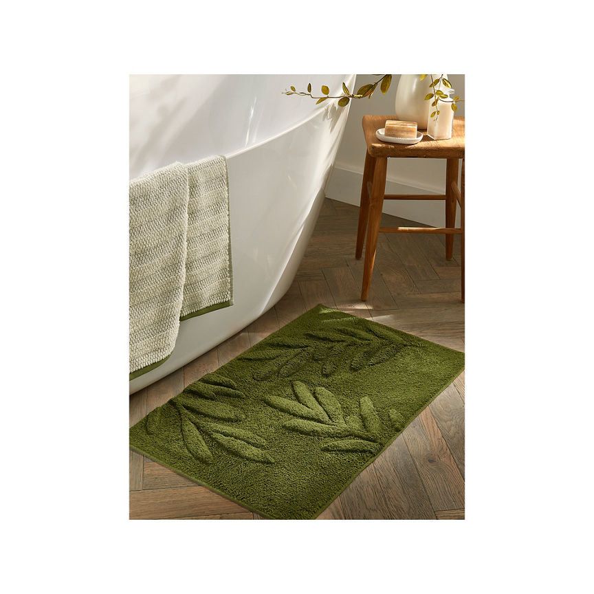 At Home with Stacey Solomon Green Olive Leaf Bath Mat - McGrocer
