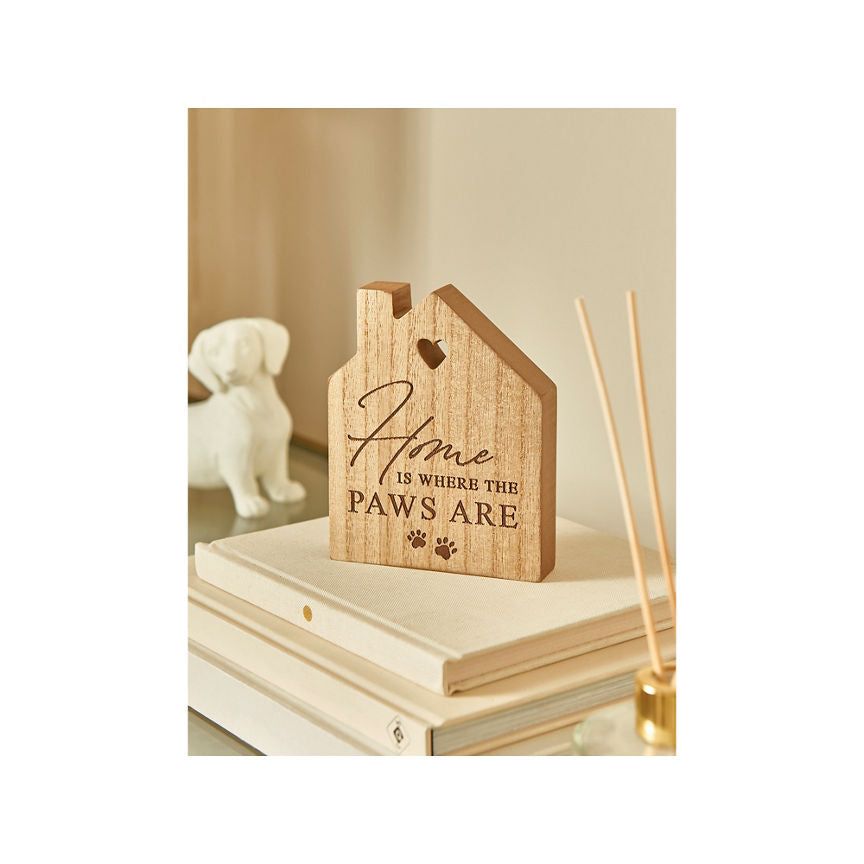 At Home with Stacey Solomon Natural 'Home Is Where The Paws Are' Sign - McGrocer
