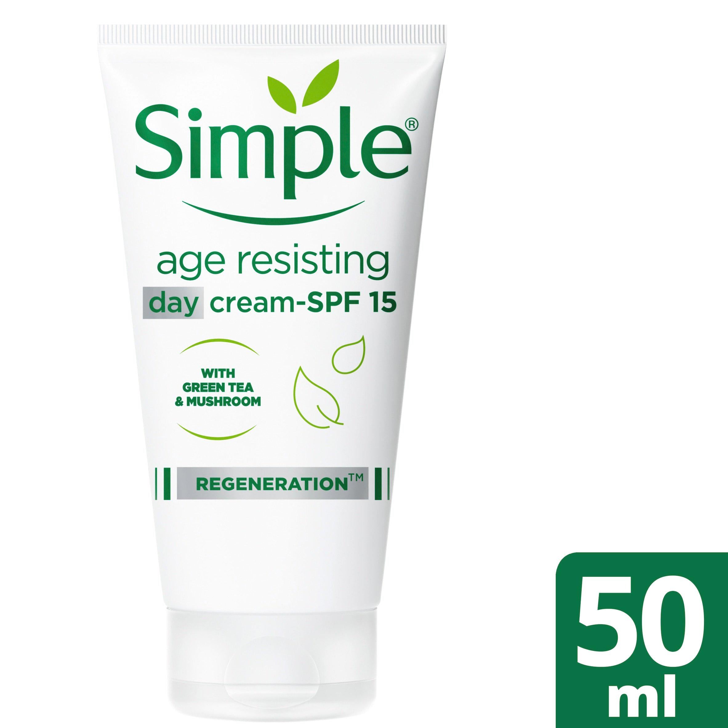 Simple Regeneration Age Resisting Day Face Cream SPF 15 50ml - McGrocer