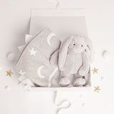 Babbico Grey Bunny Toy And Moon & Star Blanket Baby Gift Set - McGrocer