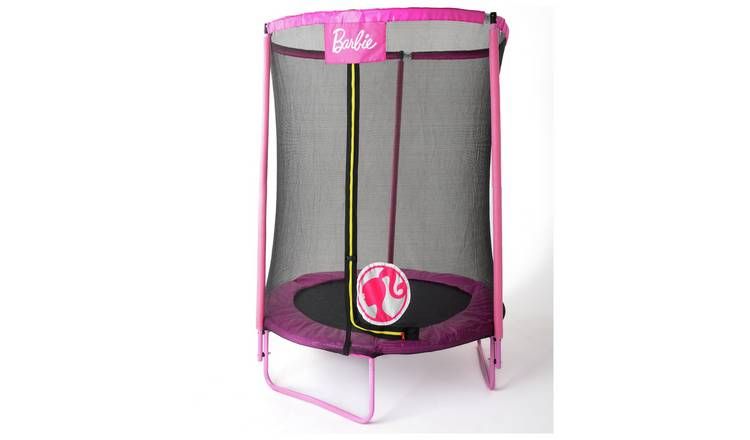 Barbie 4.5ft Outdoor Kids Trampoline with Enclosure - McGrocer