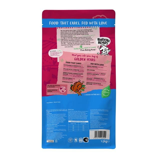 Barking Heads Little Paws Golden Years Dry Dog Food   1.5kg - McGrocer
