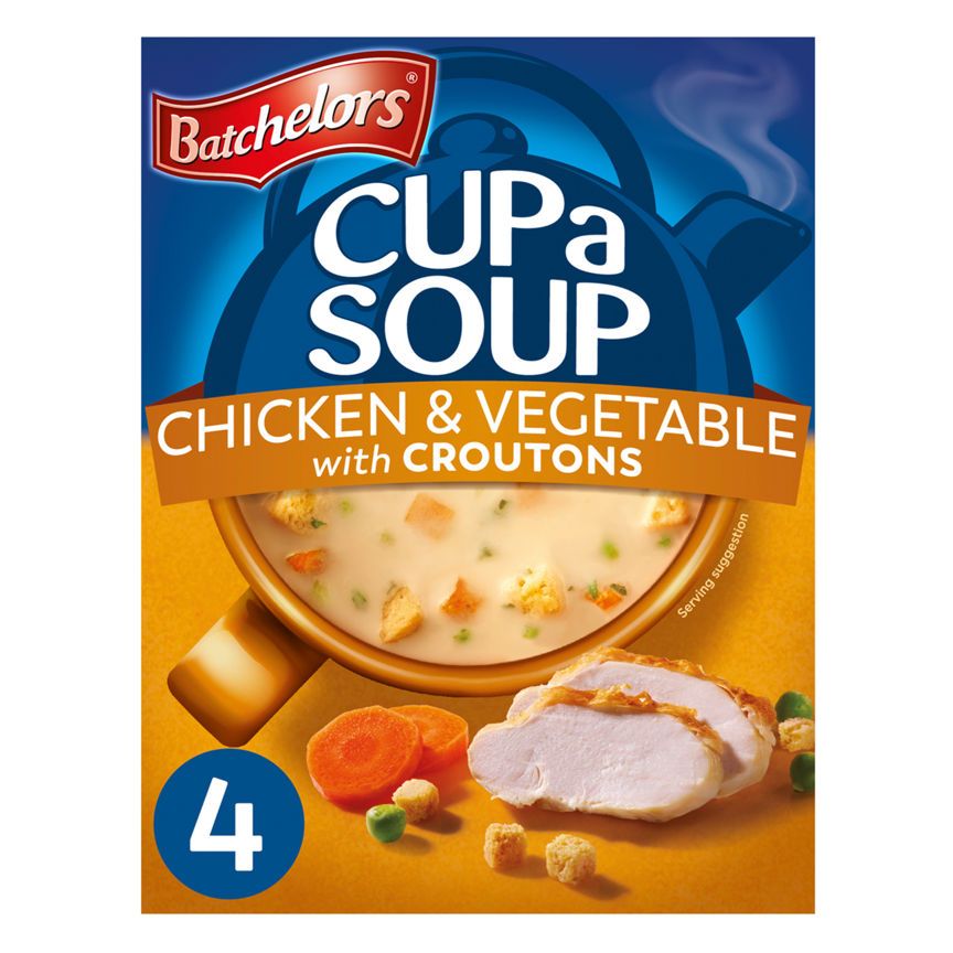 Batchelors Cup a Soup Chicken & Vegetable with Croutons 4 Instant Soup Sachets - McGrocer