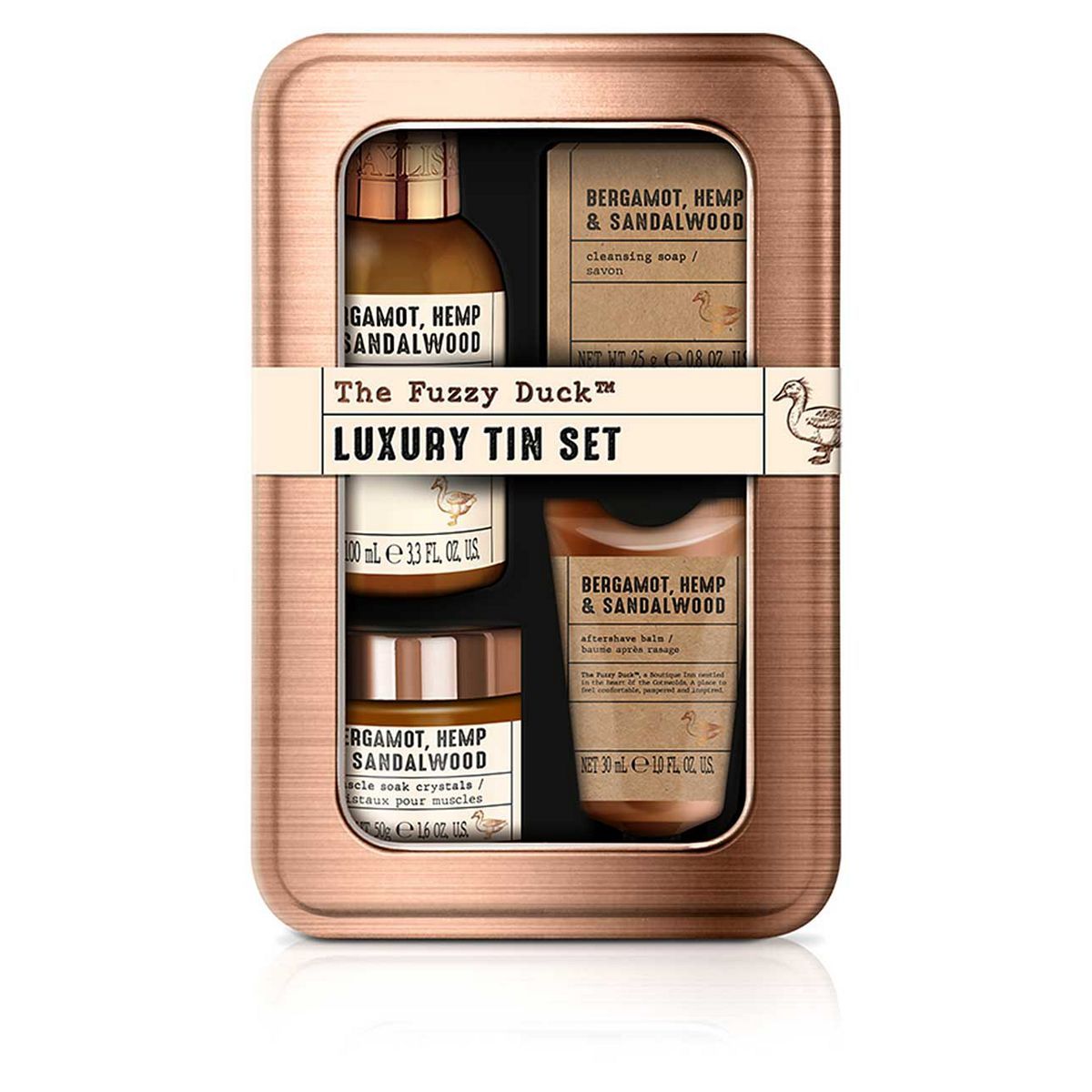 Baylis & Harding The Fuzzy Duck Bergamot, Hemp & Sandalwood Men's Luxury Grooming Tin Gift Set - McGrocer