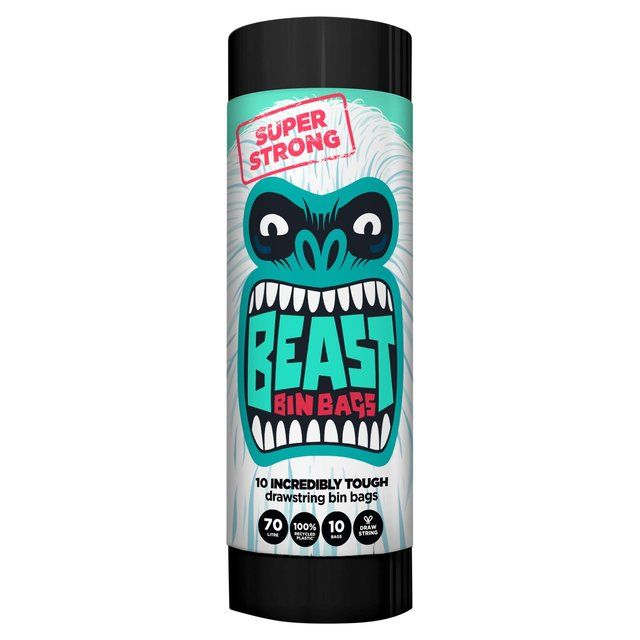 BEAST Incredibly Tough Drawstring Bin Bags 70L   10 per pack - McGrocer