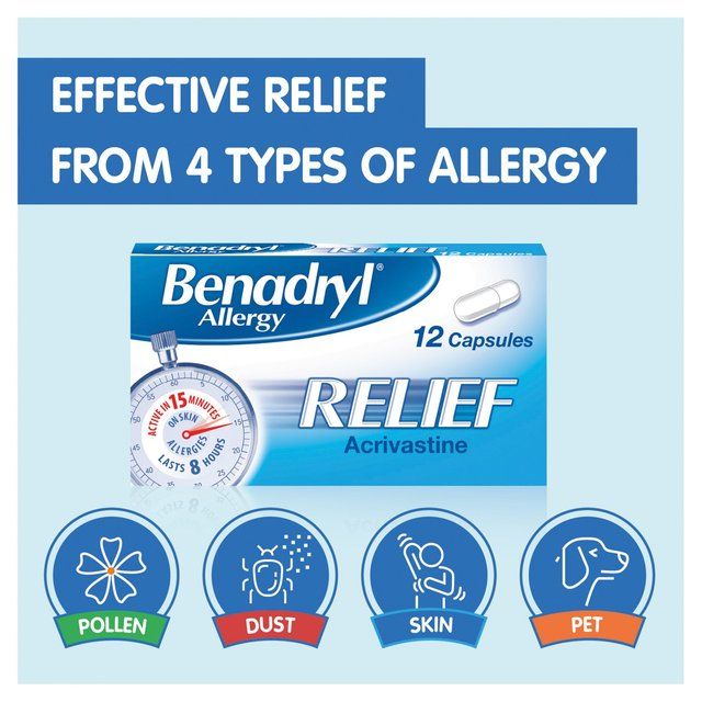 Benadryl Allergy Relief Capsules   12 per pack - McGrocer