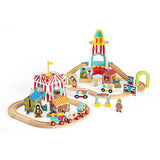 Bigjigs Rail Wooden Fun Fair Train Set, 54 Play Pieces - McGrocer