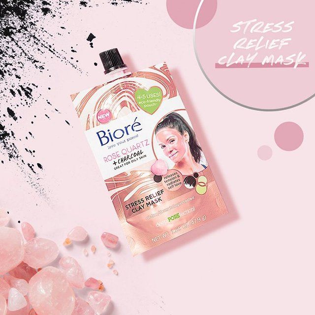 Biore Rose Quartz & Charcoal Stress Relief Clay Mask for Oily Skin   50ml - McGrocer
