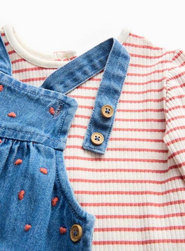 Bodysuit, Tights & Heart Print Pinafore Dress Set 18-24 months - McGrocer