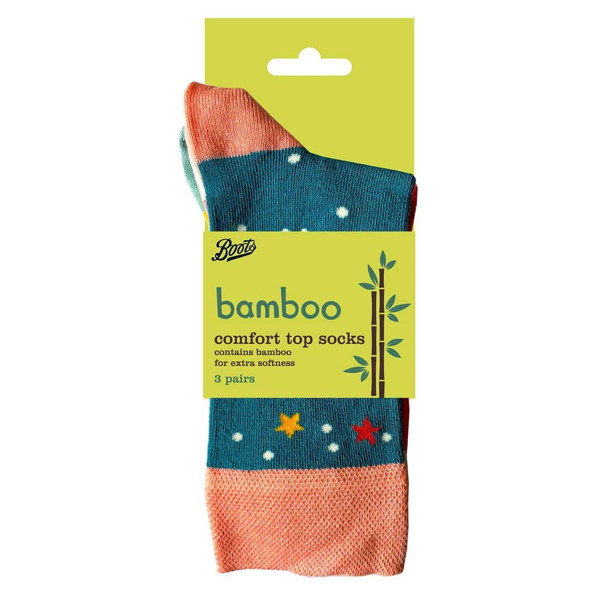Boots Comfort Top Bamboo Teal Design Socks - McGrocer