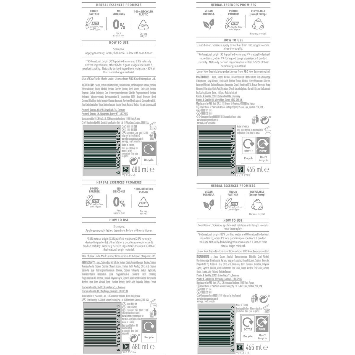 Herbal Essences Bio Renew Shampoo 680ml and Conditioner, 465ml in 2 Options - McGrocer