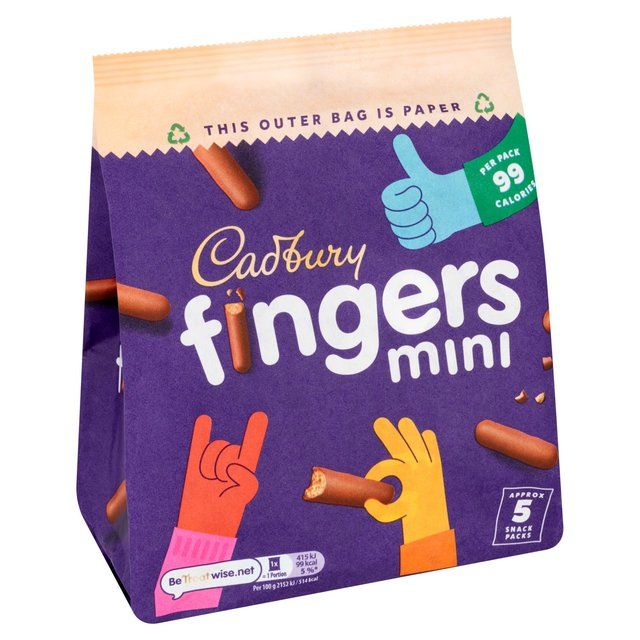 Cadbury Mini Fingers Chocolate Biscuits 5 Snack Packs   96.5g