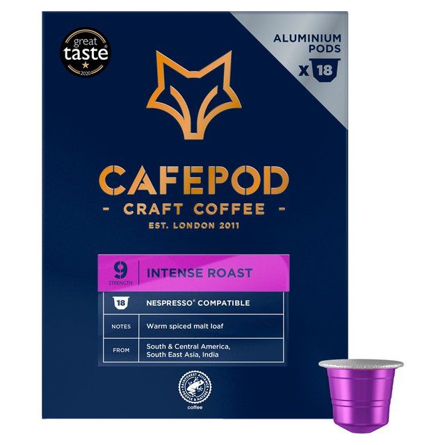 CafePod Intense Roast Nespresso Compatible Aluminium Coffee Pods   18 per pack