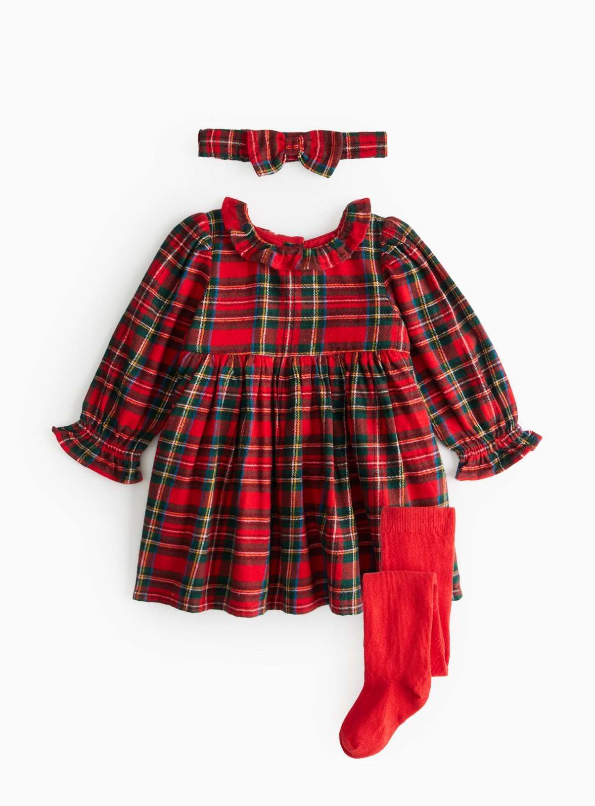 Christmas Red Tartan Dress &amp;amp; Tights Set Up to 3 mths