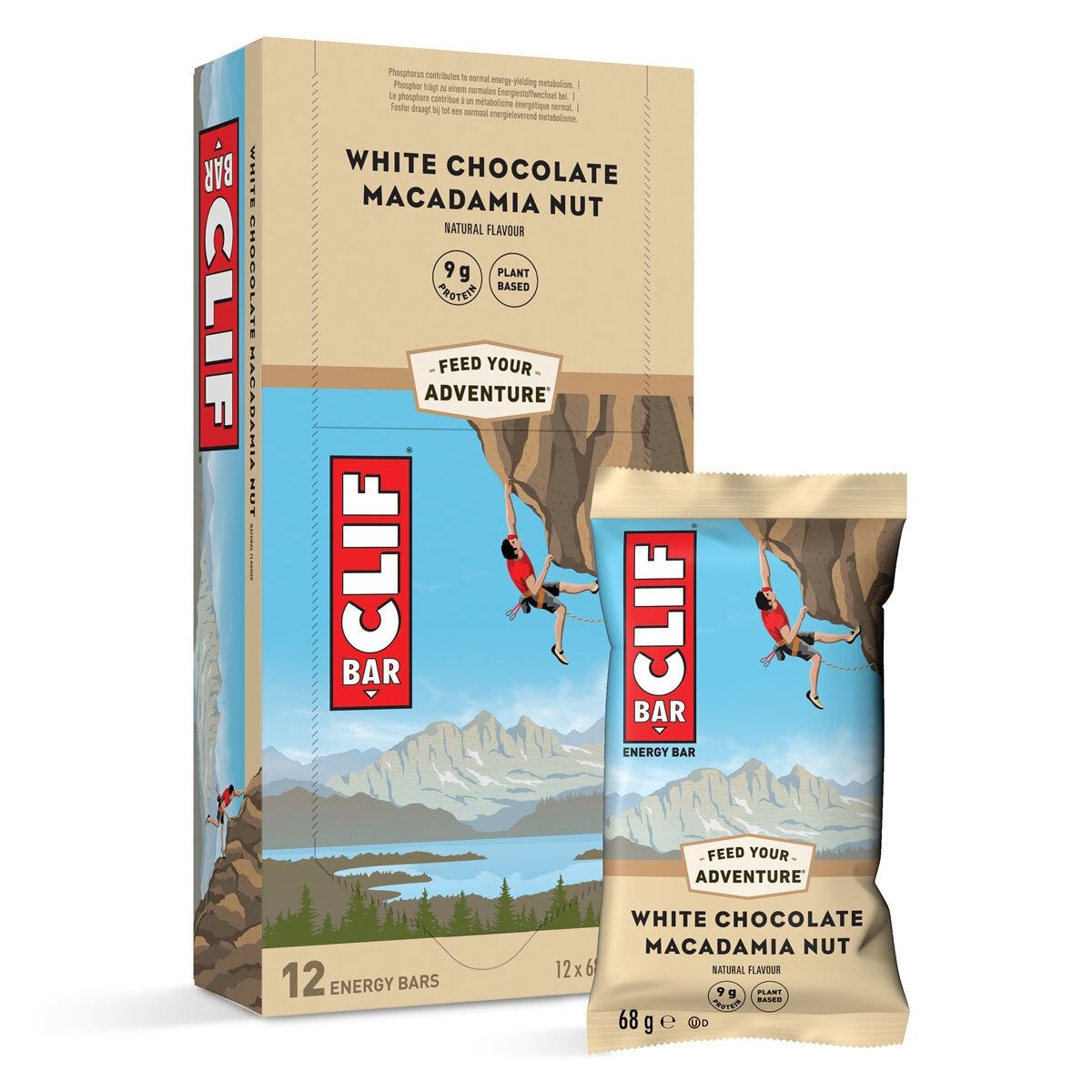 Clif Bar White Chocolate &amp;amp; Macadamia Nut, 12 x 68g