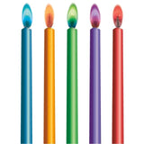 Colour Flame Birthday Candles With Holders   10 per pack