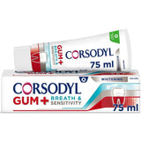 Corsodyl Gum+ Breath &amp;amp; Sensitivity Toothpaste Whitening   75ml