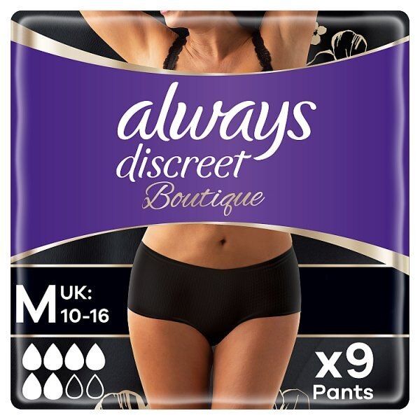 DNR Always Discreet Boutique Incontinence Pants M Black X9