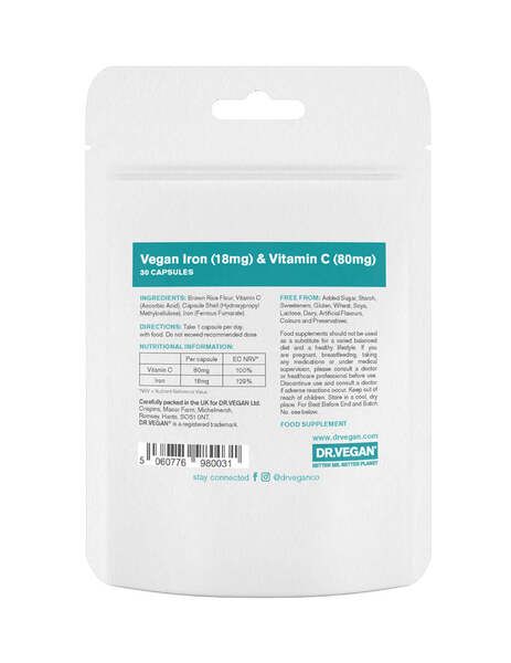 DR.VEGAN Gentle Iron &amp;amp; Vitamin C | 30 Day Supply