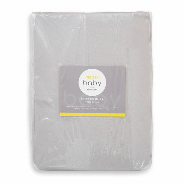 Martex Baby Twin Pack Fitted Sheet Cot White - McGrocer