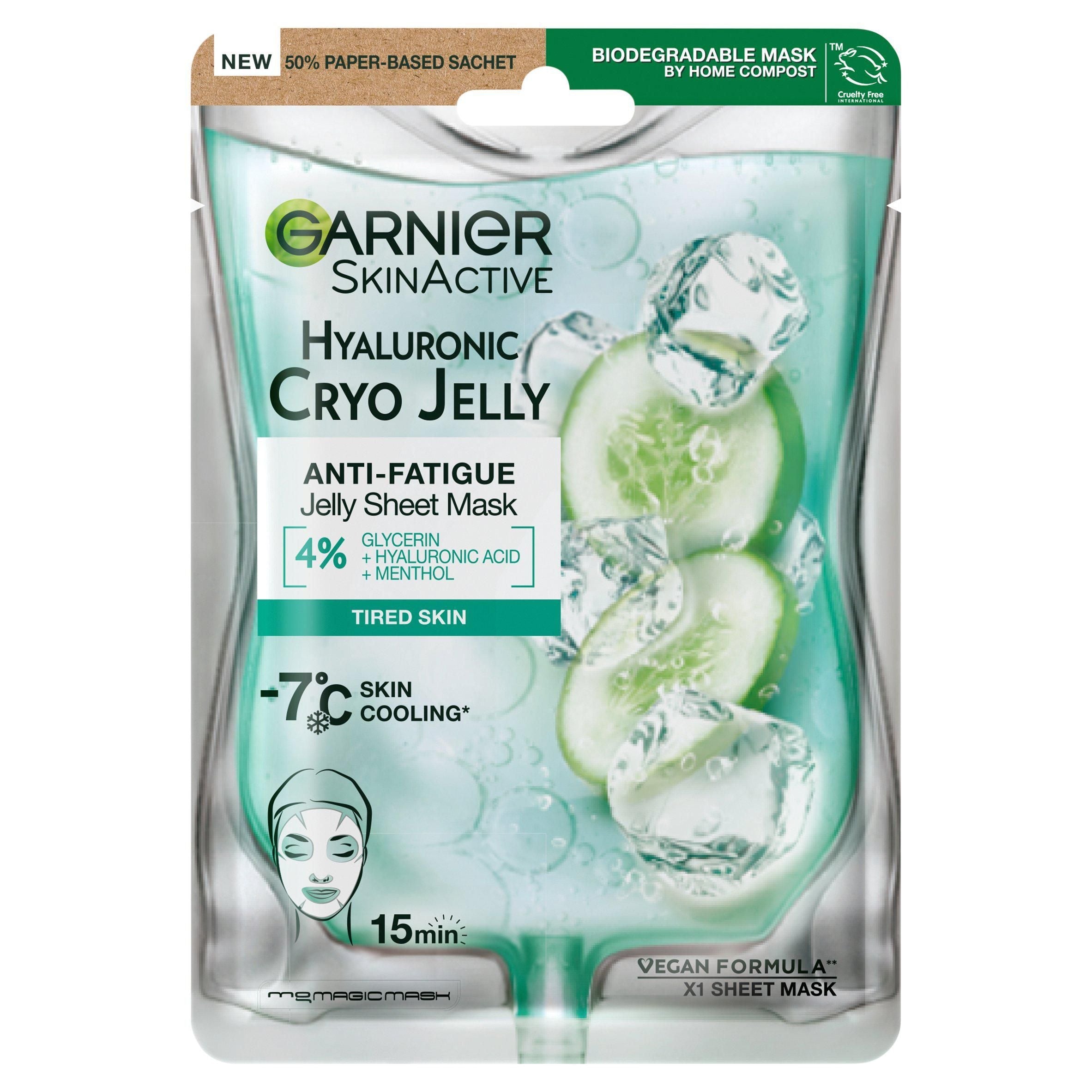 Garnier Anti-Fatigue Hyaluronic Acid &amp;amp; Icy Cucumber Cryo Jelly Face Mask