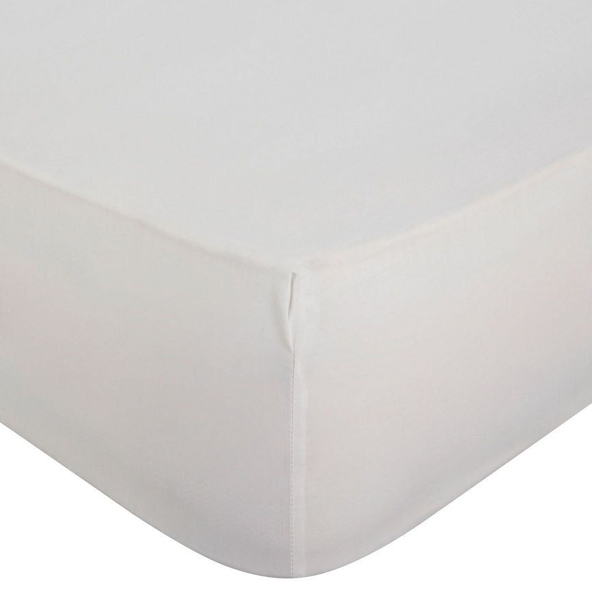 George Home White Brushed Cotton Fitted Sheet - Single