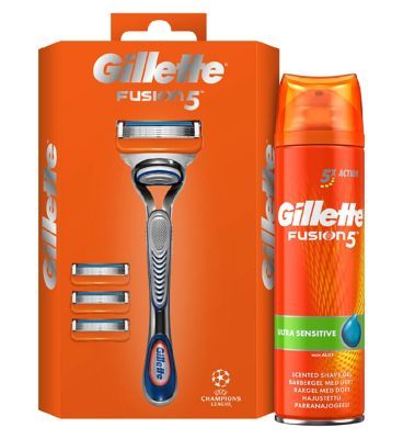 Gillette Fusion5 Starter Kit &amp;amp; Moisturising Shave Gel Bundle