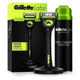 Gillette Labs Razor with Exfoliating Bar Starter Set, Neon Night Edition