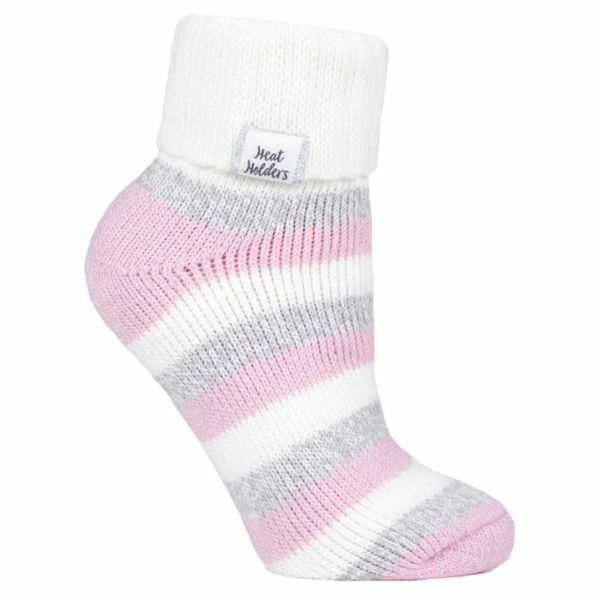 Heat Holders Ladies Thermal Lined Bed Socks 4-8 UK Cream / Light Pink (S Rib)