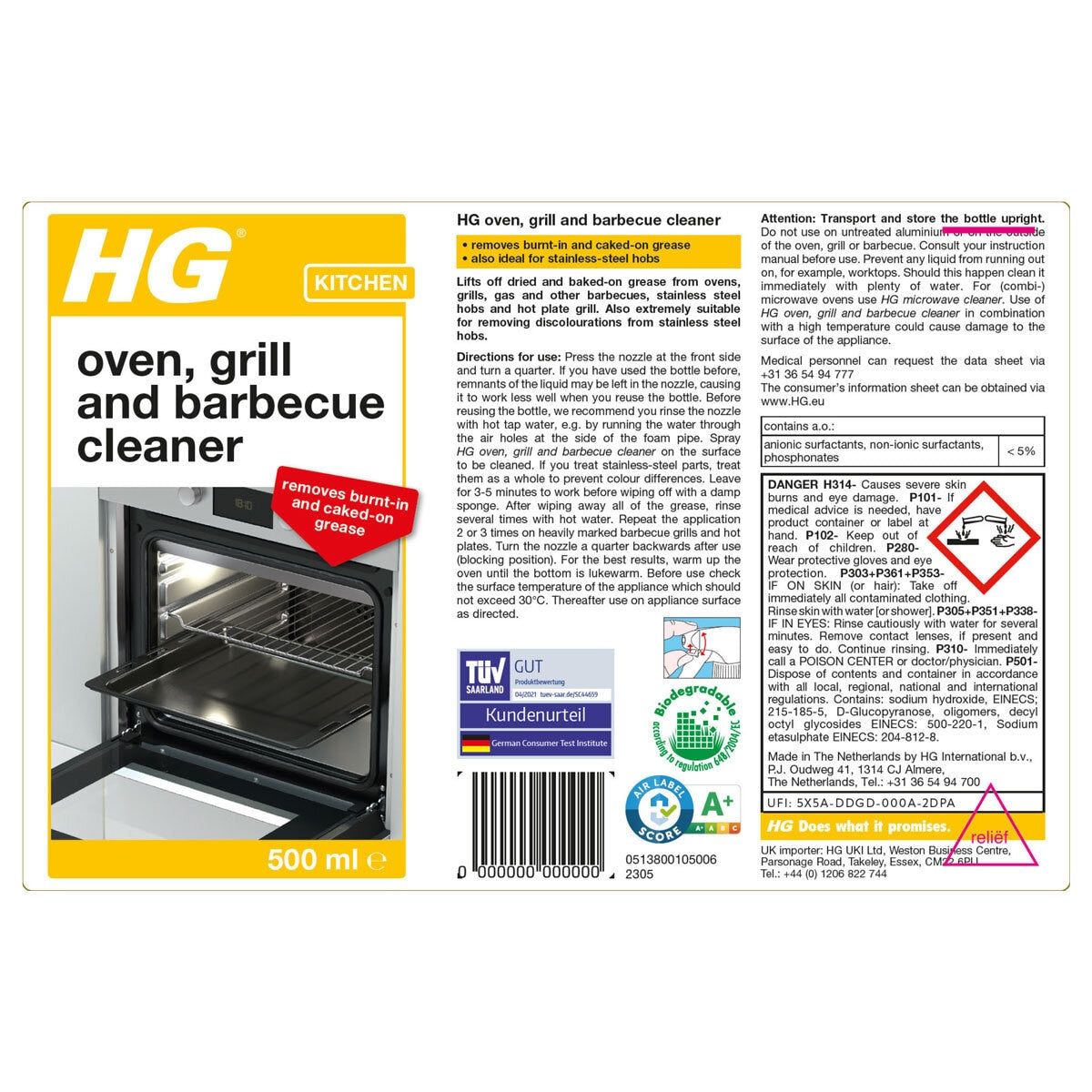 HG Oven, Grill &amp;amp; Barbeque Cleaner, 2 x 500ml