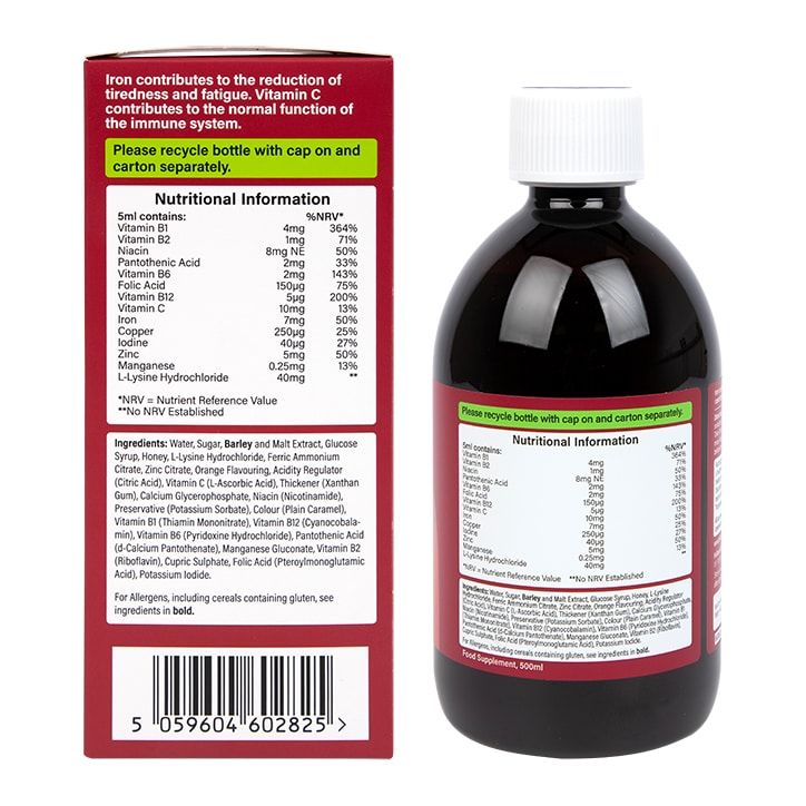 Holland &amp;amp; Barrett Iron + B Vits, Vit C &amp;amp; Minerals 500ml Liquid