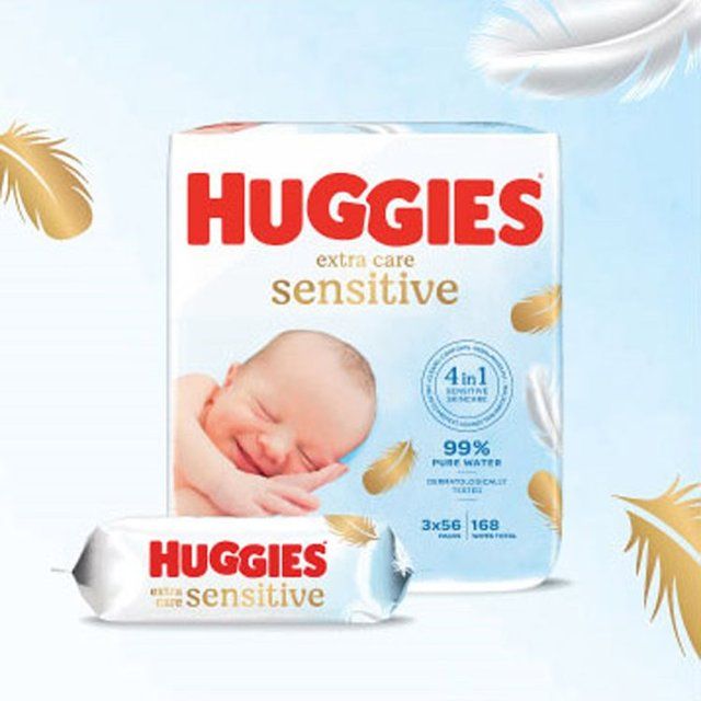 Huggies Extra Care Sensitive 99% Water Baby Wipes   56 per pack