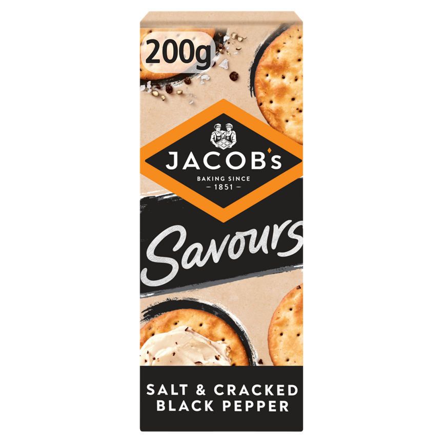 Jacob's Savours Bakes Salt &amp;amp; Cracked Black Pepper Crackers 200g