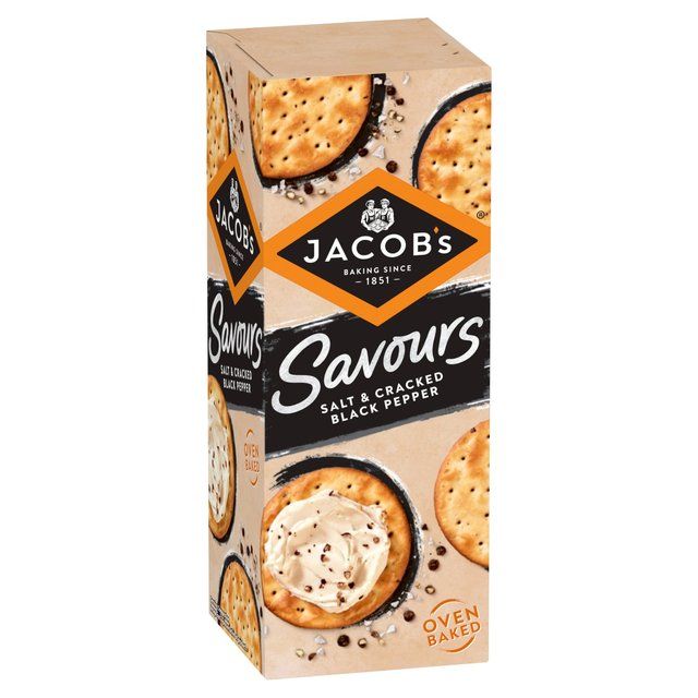 Jacob's Savours Bakes Salt &amp;amp; Cracked Black Pepper Crackers   200g