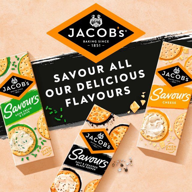 Jacob's Savours Bakes Salt &amp;amp; Cracked Black Pepper Crackers   200g