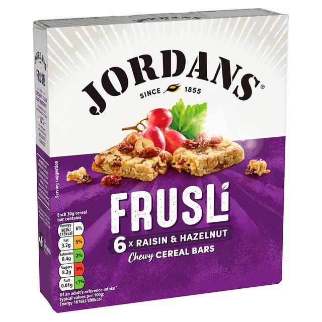 Jordans Raisin &amp;amp; Hazelnut Frusli Cereal Bars   6 x 30g