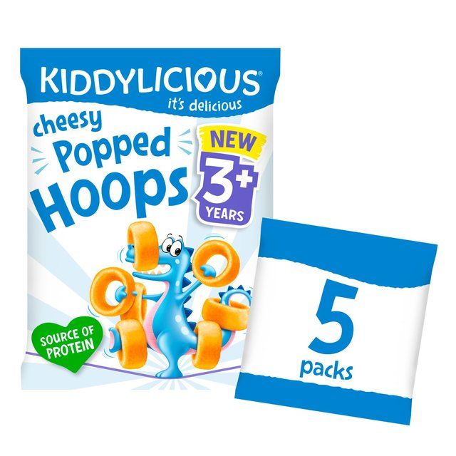 Kiddylicious Cheesy Flavoured Popped Hoops Kids Snacks Multi   5 x 10g