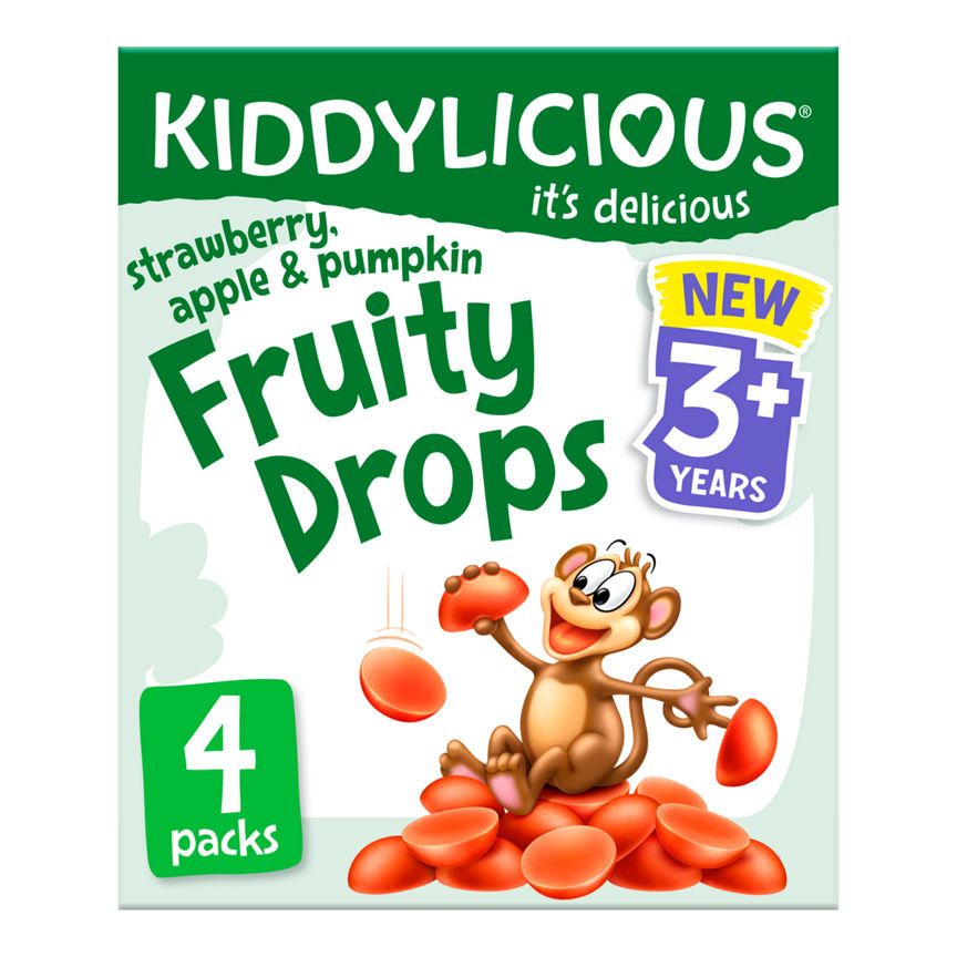 Kiddylicious Strawberry, Apple &amp;amp; Pumpkin Fruity Drops S 3+ Years