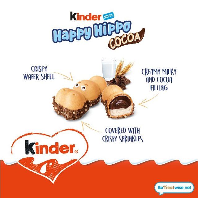 Kinder 5 Happy Hippo Milk &amp;amp; Cocoa Cream Biscuits   103.5g
