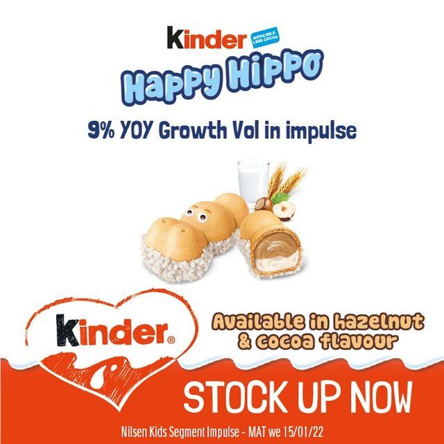 Kinder 5 Happy Hippo Milk &amp;amp; Hazelnut Biscuits   103.5g