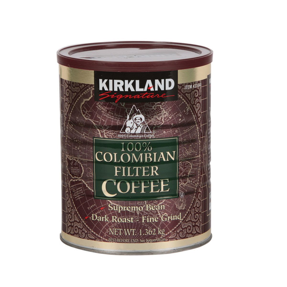 Kirkland Signature 100% Colombian Ground Filter Coffee, 1.362kg